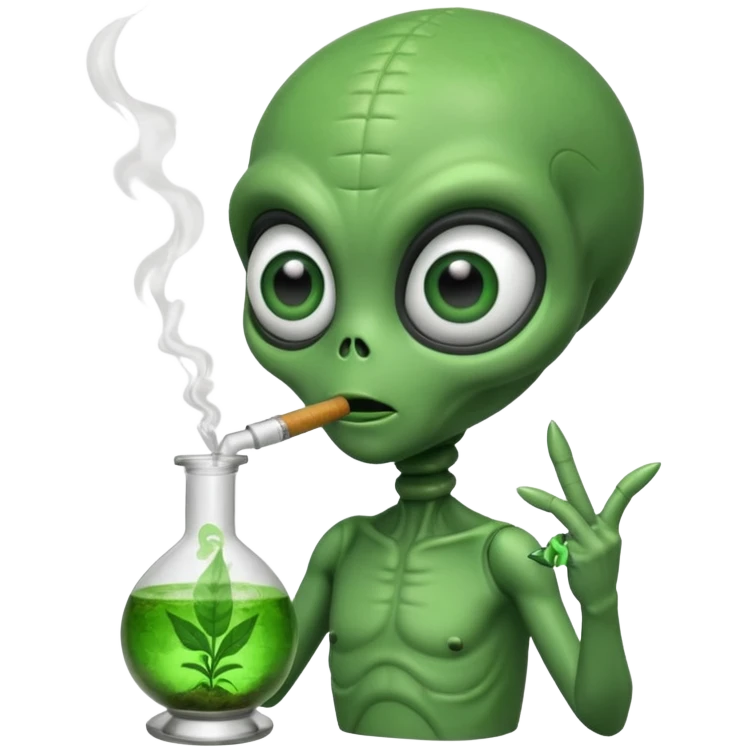 Alien smoking weed from a bong emoji