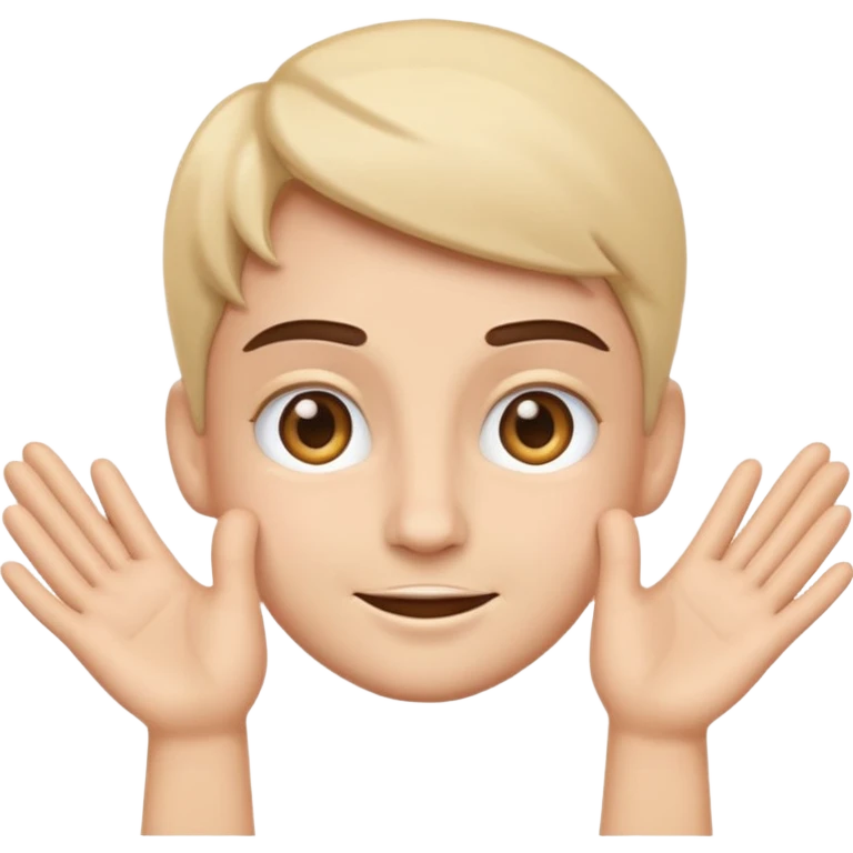 simple emoji style face with hands together, eyebrows raised, sly smile, showing anticipation emoji