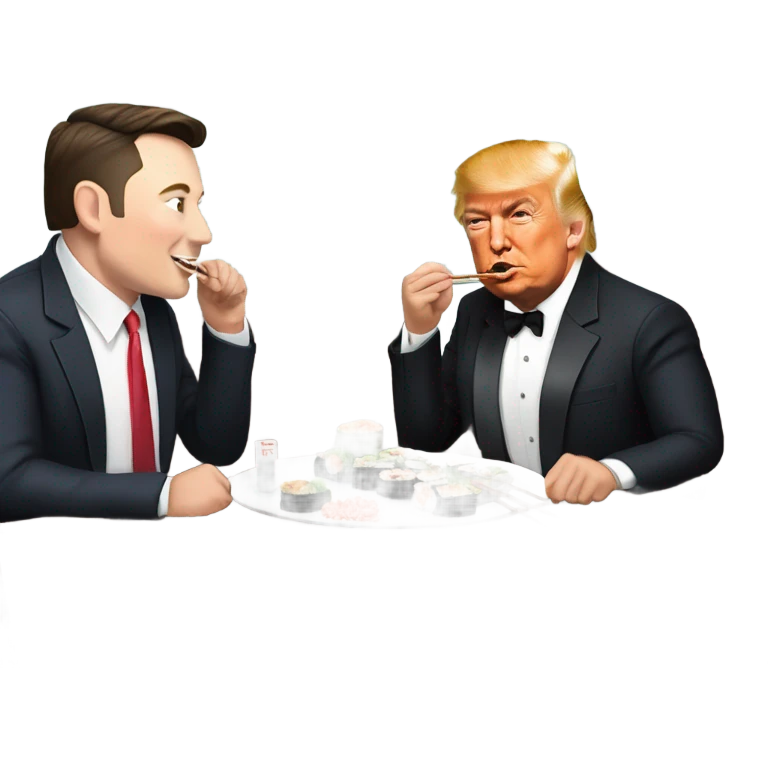 Elon and trump eating sushi emoji