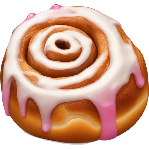single cinnamon roll with pink glaze emoji