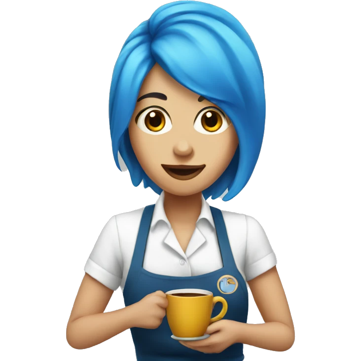 Blue hair barista serving coffee emoji