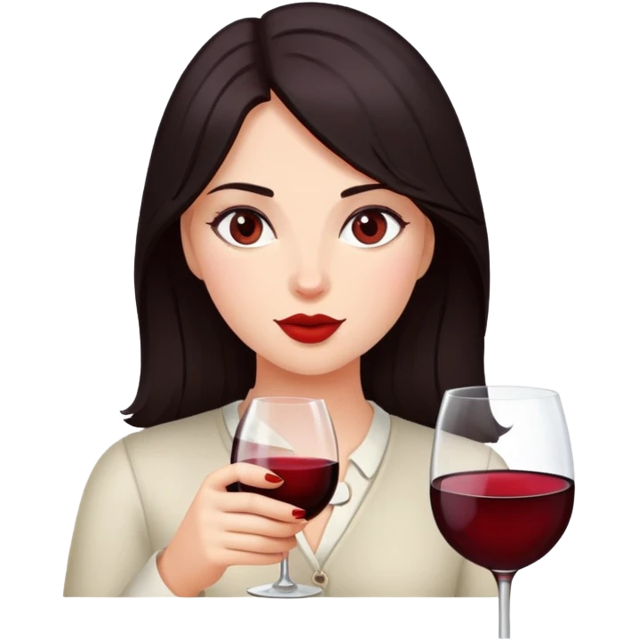 A girl with dark hair drinks wine emoji