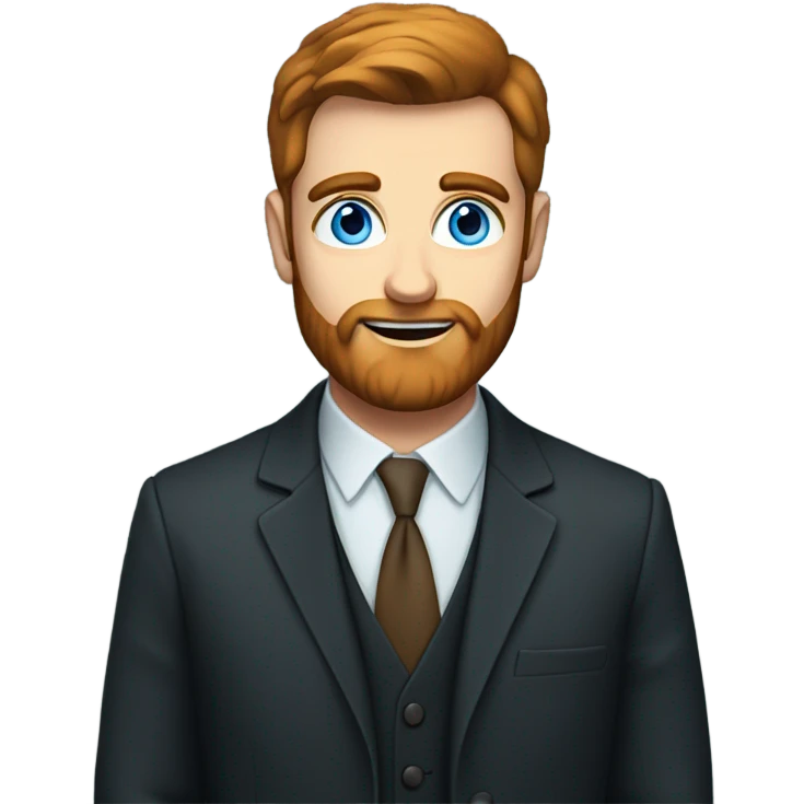 irish man with blue eyes and a brown beard in a suit emoji