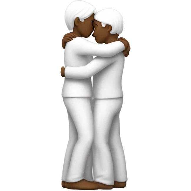 Two white tenderly embracing emoji