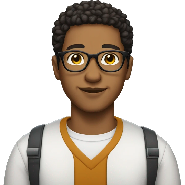 A lightskin guy with glasses that has a shirt with the name Chaz on it  emoji