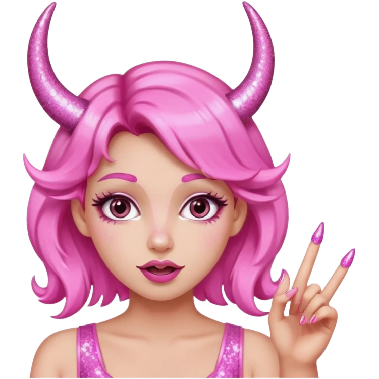 glitter pink girl naughty selfie glitter pink horns emoji