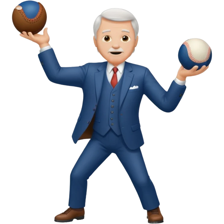 old white man in a suit throwing emoji