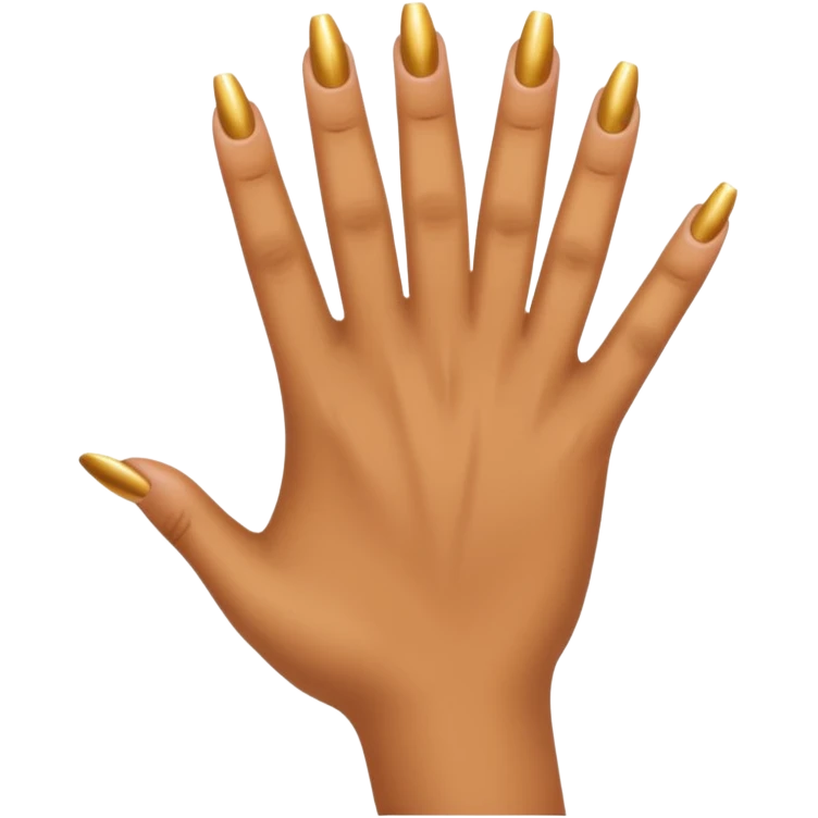 Tan skin hand with short gold nails emoji