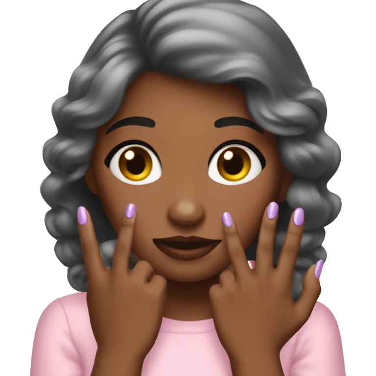 The girl shows a new manicure emoji