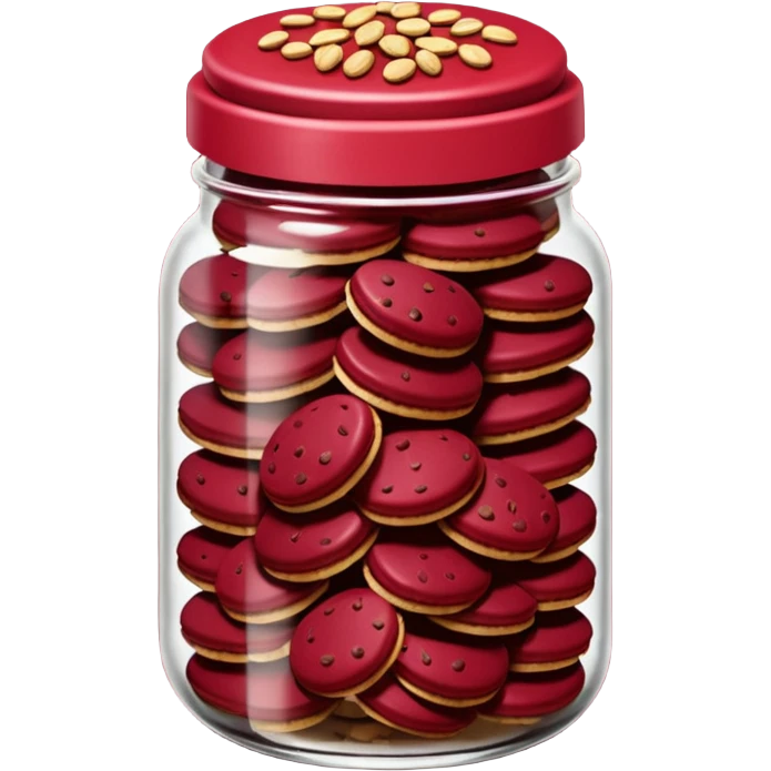 Haz un emoji de un tarro de galletas Red Velvet con pepitas de chocolate blanco emoji