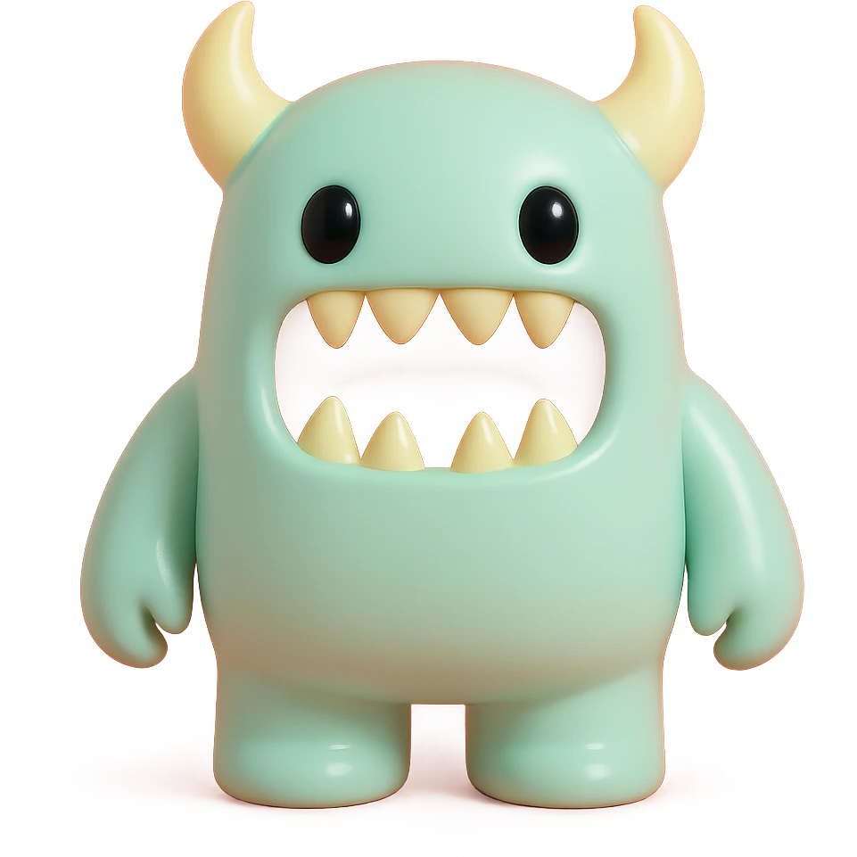 scary monster with horns and sharp teeth, detailed emoji