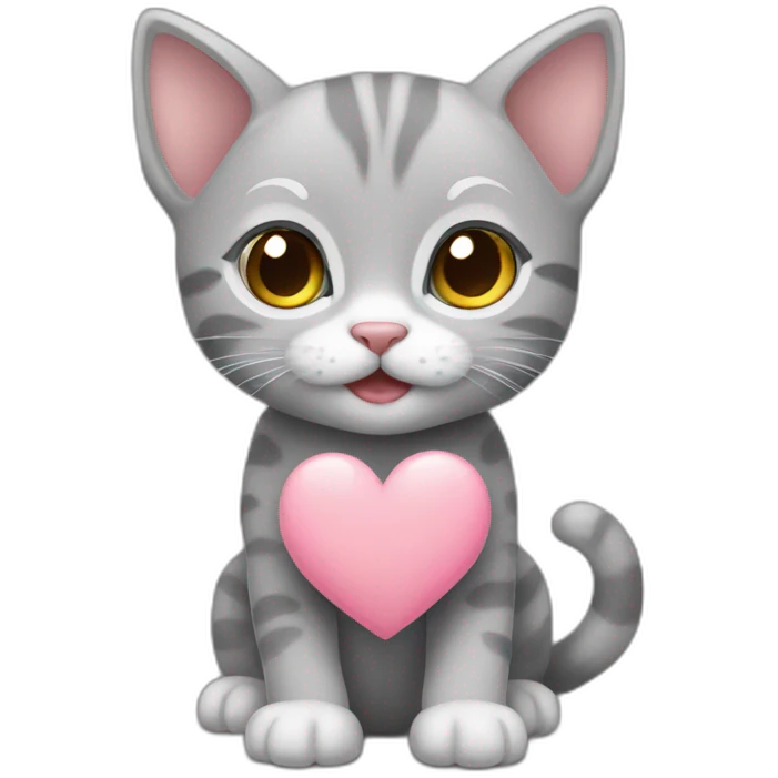 Gray kitten hearts emoji