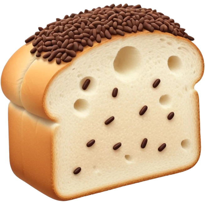 Slice of white bread with chocolate sprinkles on top emoji