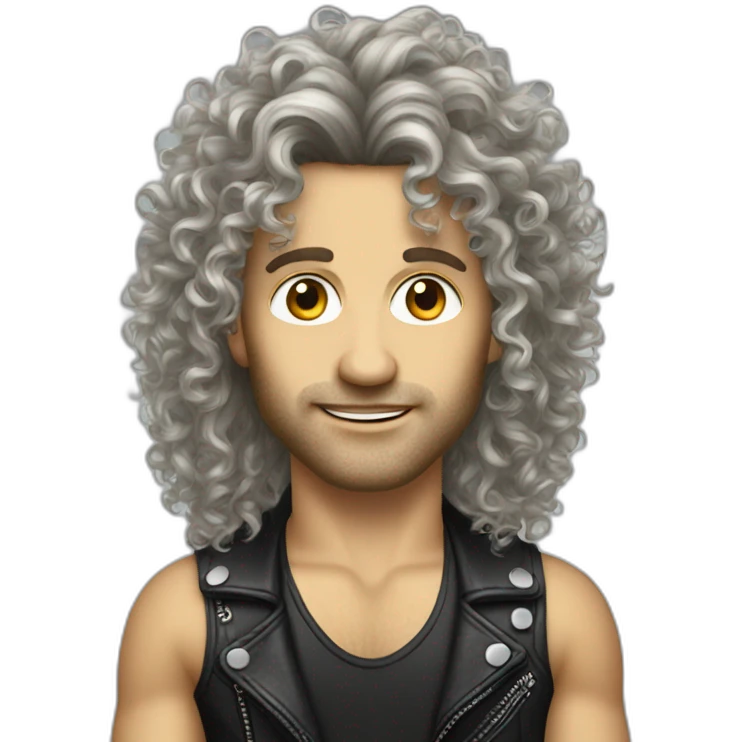 80s long curly hair rocker emoji