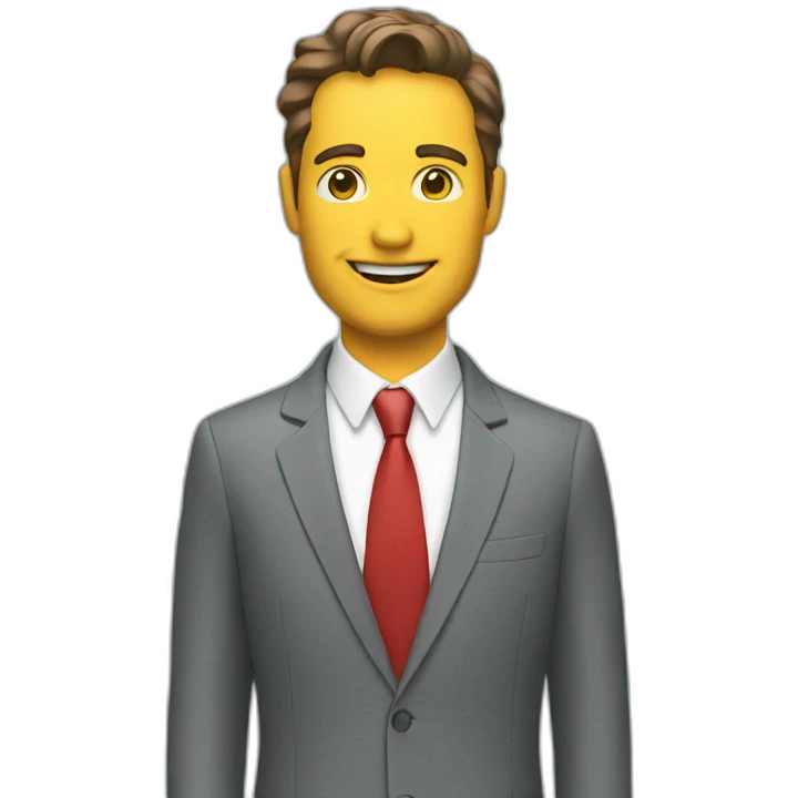 salesman with product emoji