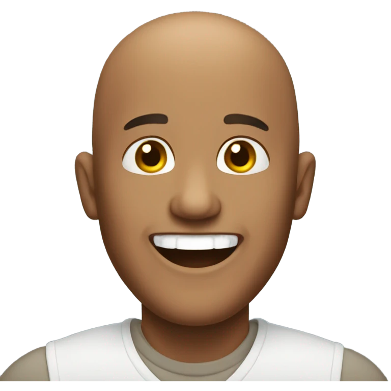 Bald brown man laughing emoji
