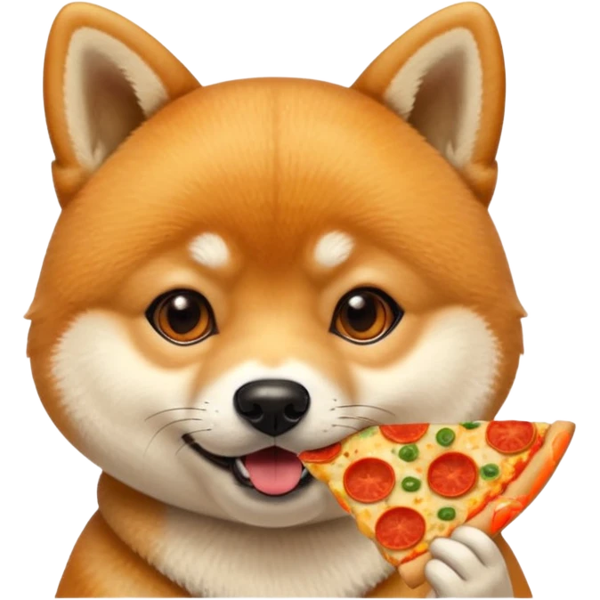 cute shiba inu eating pizza emoji