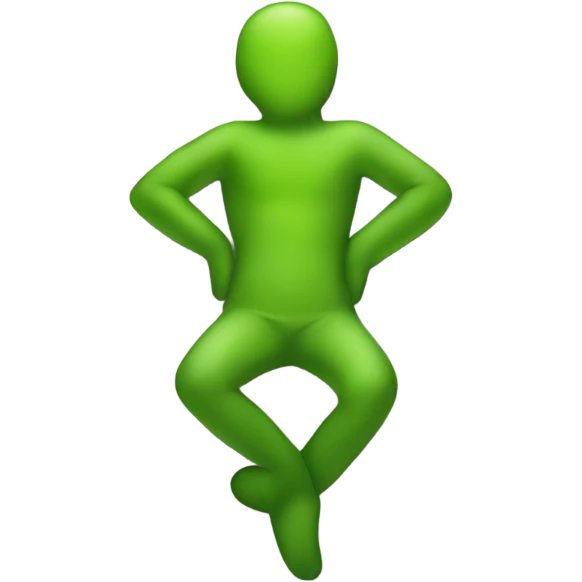 Green person laying on a lowercase t emoji