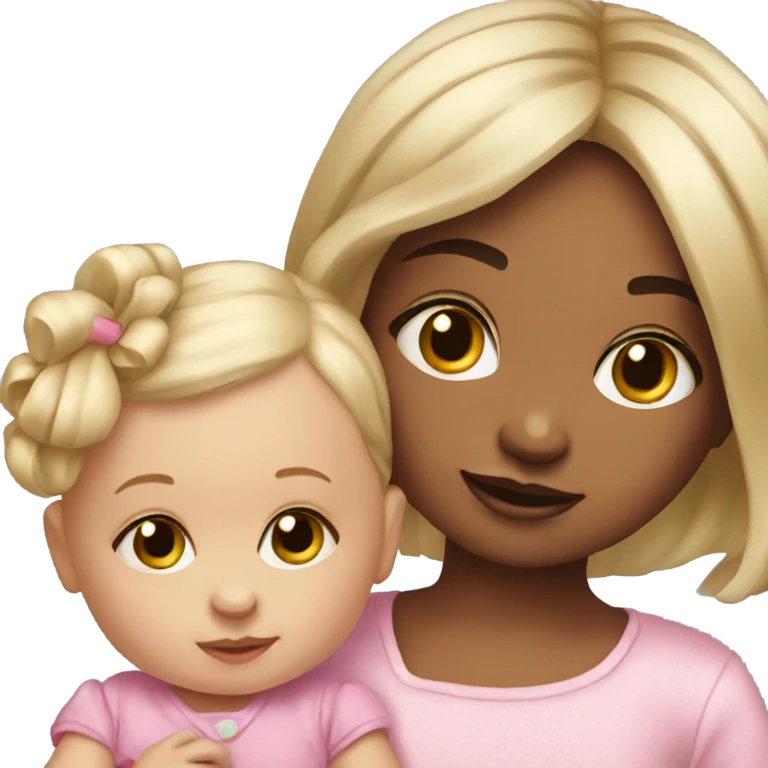 realistic baby girl with doll baby emoji