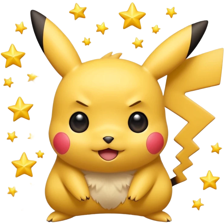 cute Pikachu Pokémon with a surprised face and little stars around its head emoji