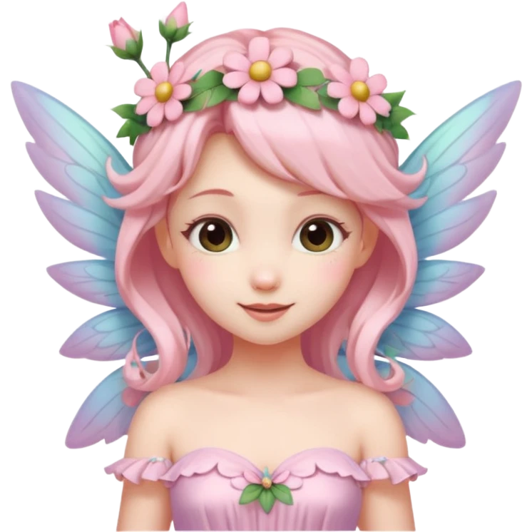 cute pastel fairy girl flower head decoration wink emoji
