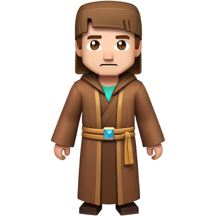 Minecraft Villager full body with brown robe, big nose blocky character emoji