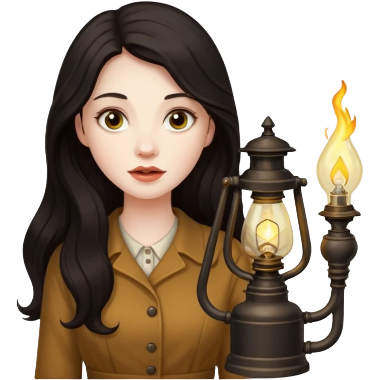 holding vintage gas lamp, female emoji
