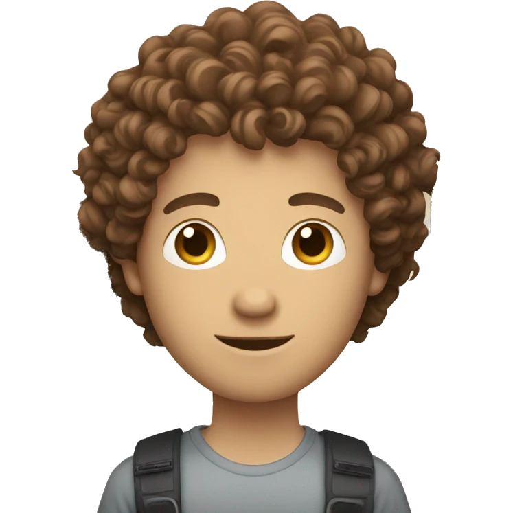 brown haired curly white man holding camera emoji