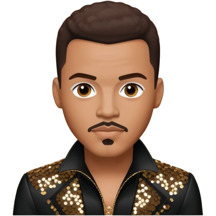 Christopher Williams, R&B Singer with dark brown hair, black sequin outfit emoji