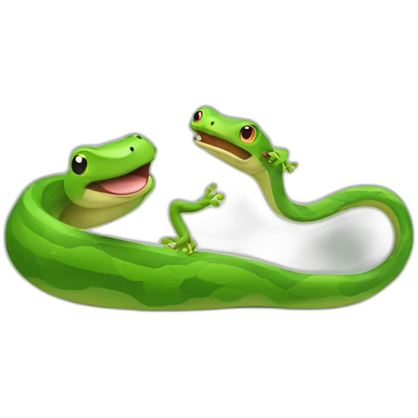snake chasing frog emoji