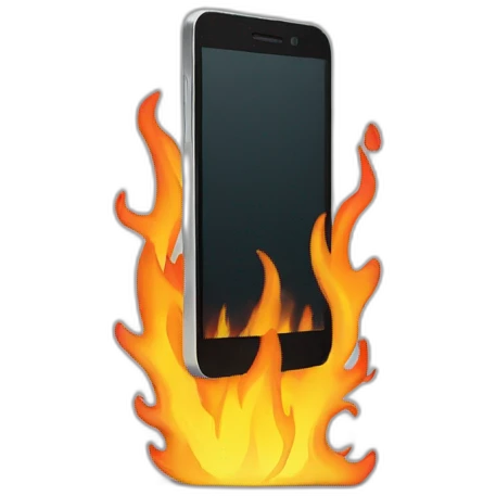 Minimalist cell phone on fire emoji