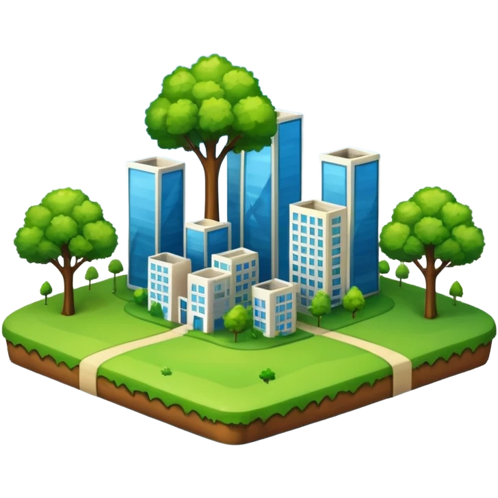a piece of land with trees and buildings emoji