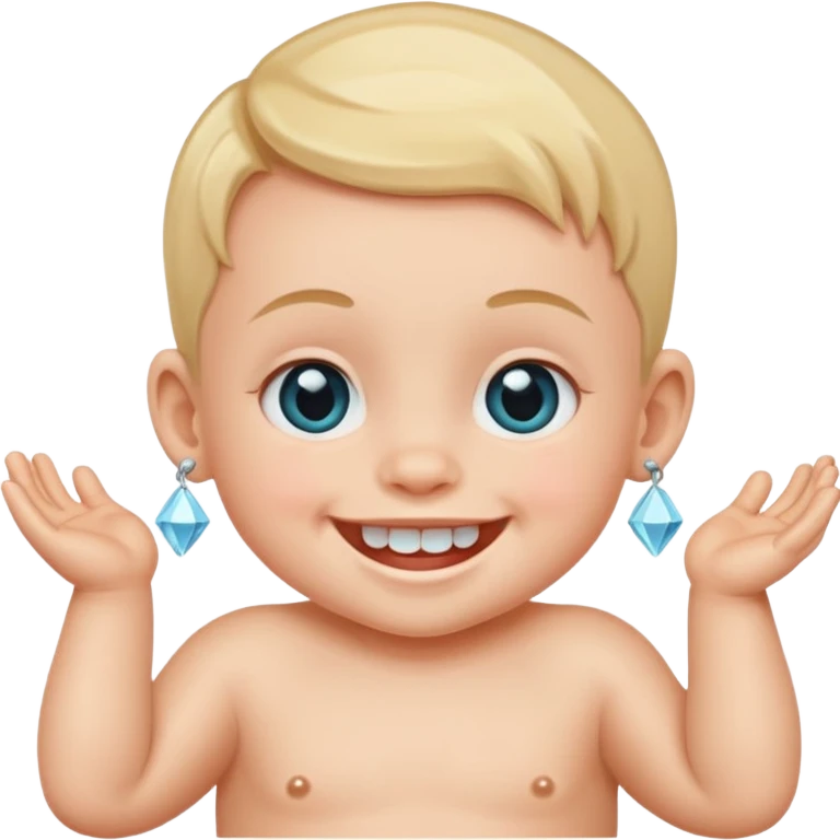 a smiling baby with diamond teeth emoji