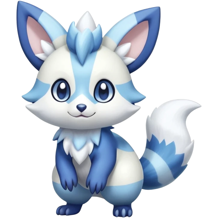 Shiny White Pastel Snowy Icy Sparkly Cute Furret-Meowstic-Zangoose-Hybrid (Full body) emoji