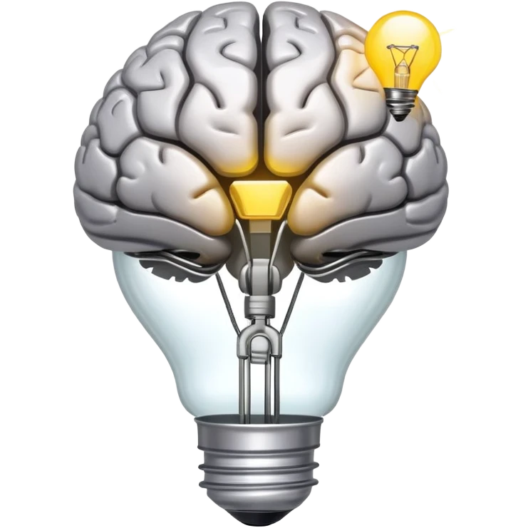 brain with lightbulb, brainstorming app logo emoji