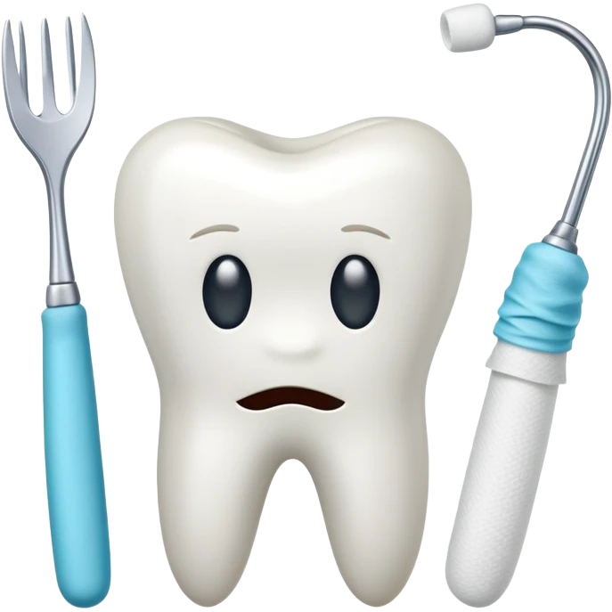 tooth with a bandage and dental instruments, symbolizing root canal treatment emoji