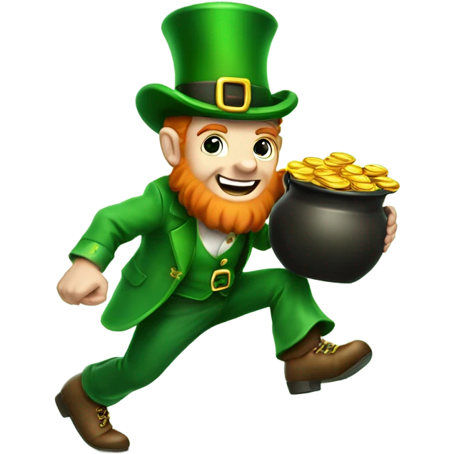 a leprechaun chasing a pot of gold emoji