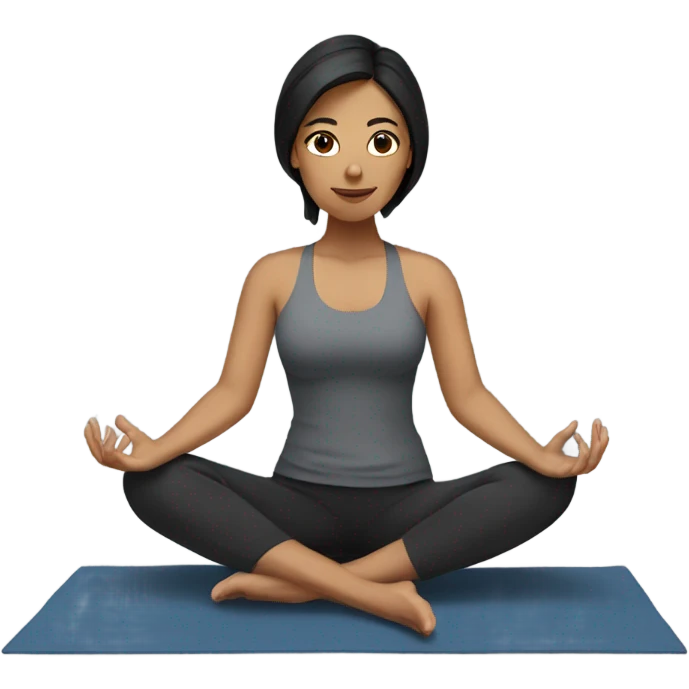 Dark haired woman doing yoga emoji