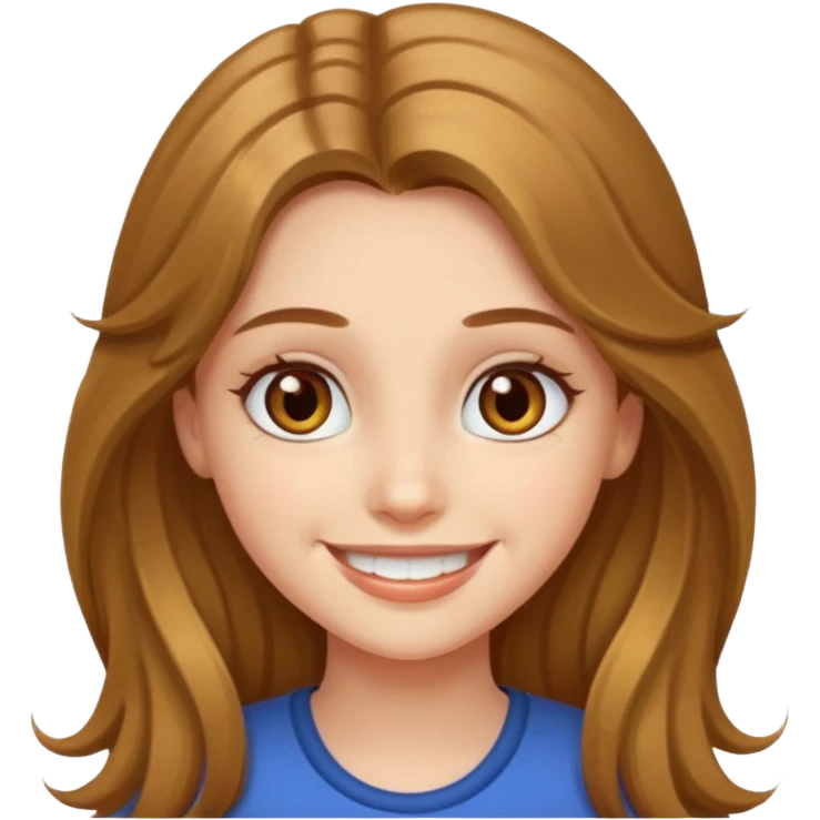 create a girl with hazel long hair, hazel eyes and beautiful smile emoji