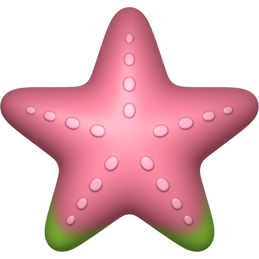 Estrella de mar rosa, con las puntas inferiores de color verde, como si fuese un short emoji
