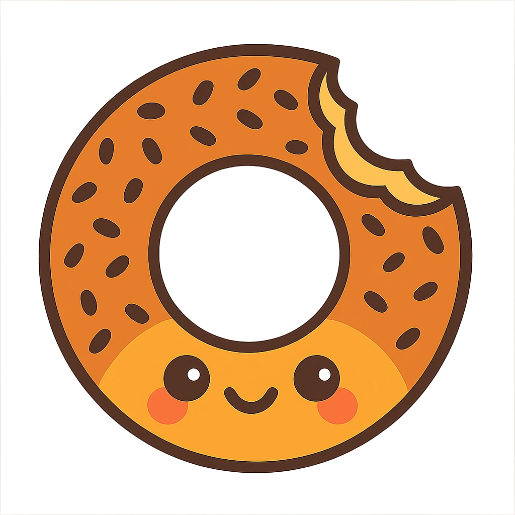 a simit, stylized as a cute cartoon with a bite taken out emoji