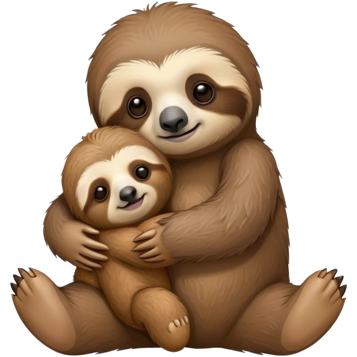 Baby sloth hugging a teddy bear emoji