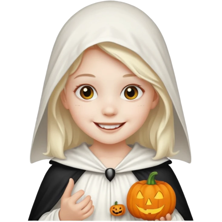 kid with hallowen white costumes emoji