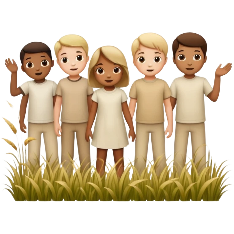 Chaos with children in beige and white clothes  emoji