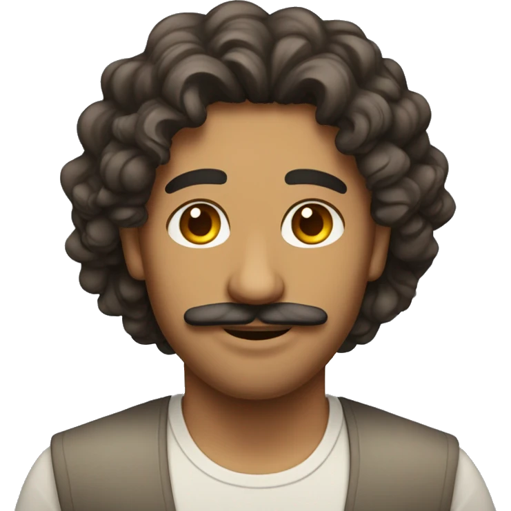 moroccon guy with long curly hair and a mustache  emoji