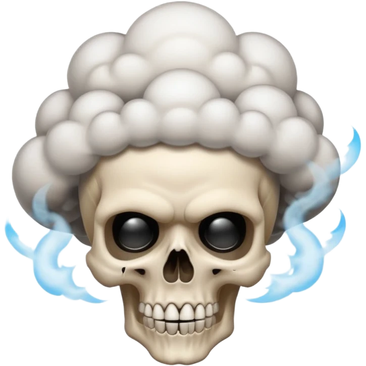 Make a skull emoji whose head is blasted off and smoke is coming from its head from inside his head pieces should be in air and the look on his face should be like scared  emoji