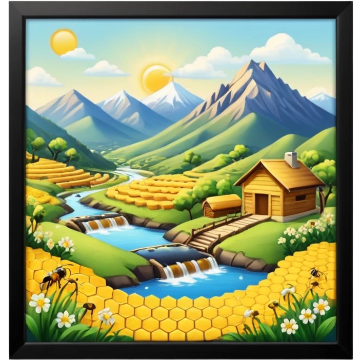 یک مزرعه زنبور عسل در دل کوه زیبا و با چشمه های فراوان در تولید کن emoji