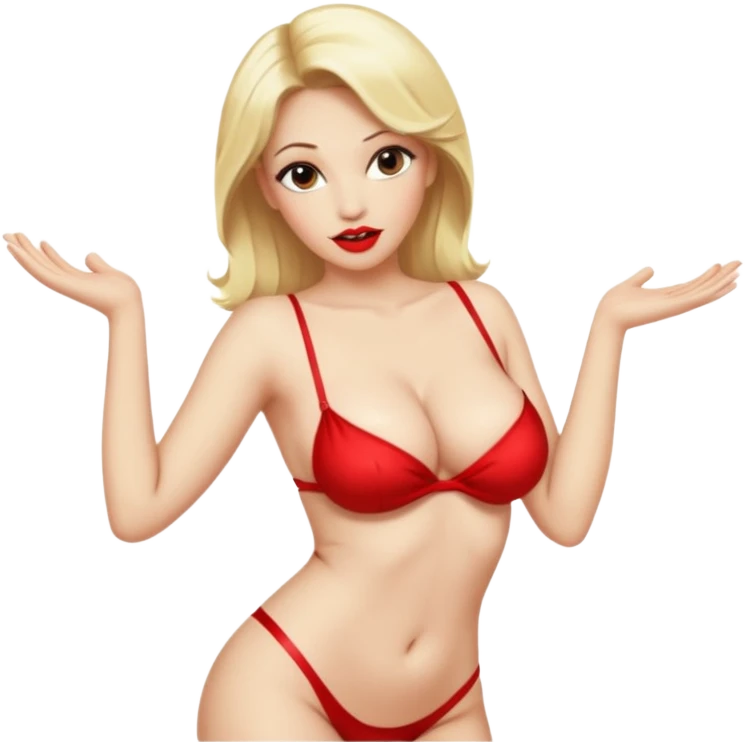 Blond lady.big boobs.red lipstick.naked.strip dance emoji
