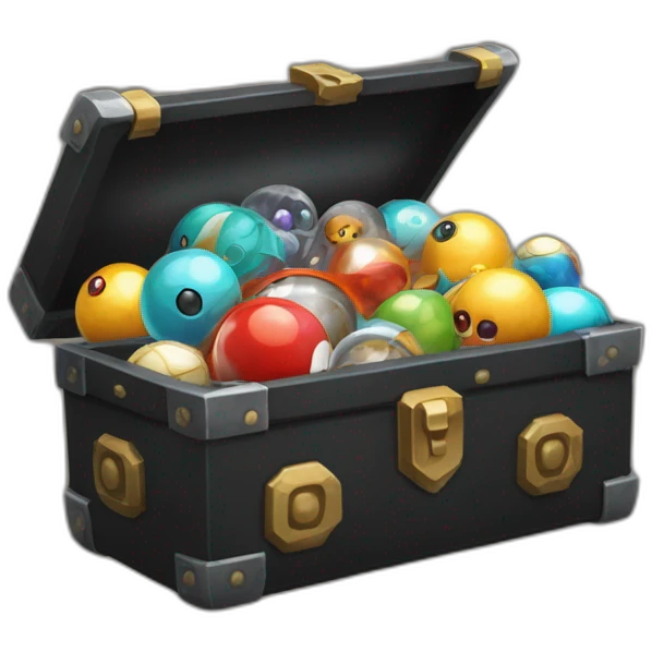 Pokemon Game LootCase Black Color Rich Treasure Legendary Epic Pokeballs and Pokemons Inside emoji
