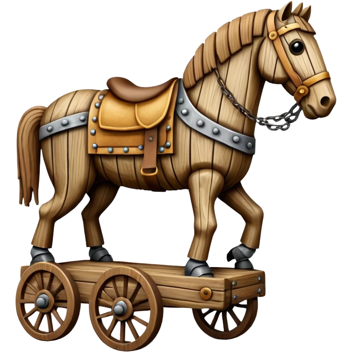 a huge trojan horse made from wood and on wheels emoji